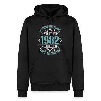Légendaire depuis janvier 1982 édition limitée - Sweat à capuche Premium bio Homme - noir - Devant - Nico (187cm)