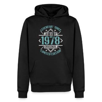 Légendaire depuis janvier 1978 édition limitée - Sweat à capuche Premium bio Homme - noir - Devant - Nico (187cm)