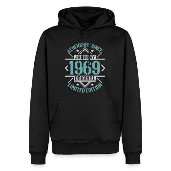 Légendaire depuis janvier 1969 édition limitée - Sweat à capuche Premium bio Homme - noir - Devant - Nico (187cm)