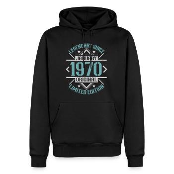 Légendaire depuis janvier 1970 édition limitée - Sweat à capuche Premium bio Homme - noir - Devant - Nico (187cm)