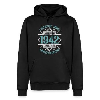 Légendaire depuis janvier 1942 édition limitée - Sweat à capuche Premium bio Homme - noir - Devant - Nico (187cm)