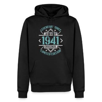Légendaire depuis janvier 1941 édition limitée - Sweat à capuche Premium bio Homme - noir - Devant - Nico (187cm)