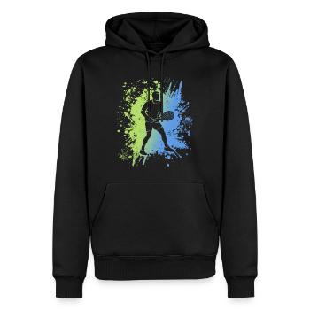 Tennisser Tennisclub Kinderen Tennisser - Mannen Premium Bio hoodie - zwart - Voor - Nico (187cm)