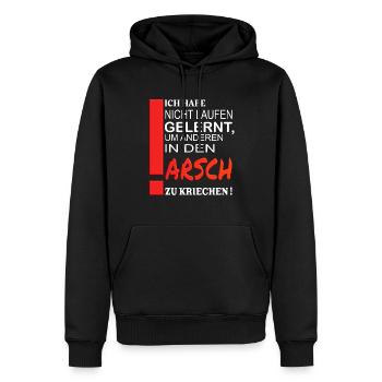 Positives Denken -Selbstbewusstsein schadet nicht! - Männer Premium Bio Hoodie - Schwarz - Vorne - Nico (187cm)