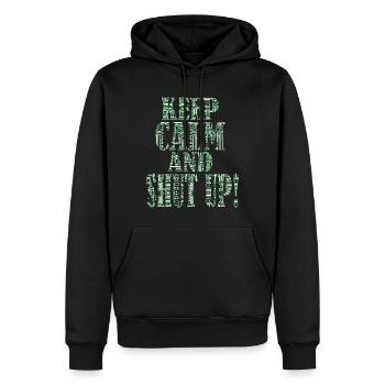 Keep calm and shut up - IT Support Helpdesk Admin - Men’s Premium Organic Hoodie - black - Front - Nico (187cm)