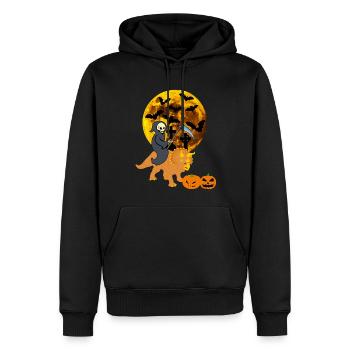 Halloween Dinosaur Grim Reaper Bat Pumpkin - Men’s Premium Organic Hoodie - black - Front - Nico (187cm)