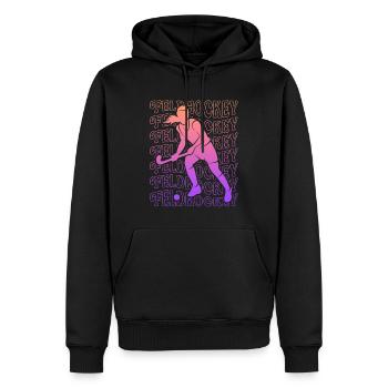 Hockey Vintage joueur de hockey sur gazon fille - Sweat à capuche Premium bio Homme - noir - Devant - Nico (187cm)