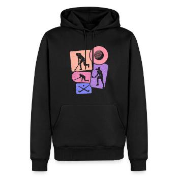 Hockey sur gazon Joueuse de hockey Filles Hockey Enfants - Sweat à capuche Premium bio Homme - noir - Devant - Nico (187cm)