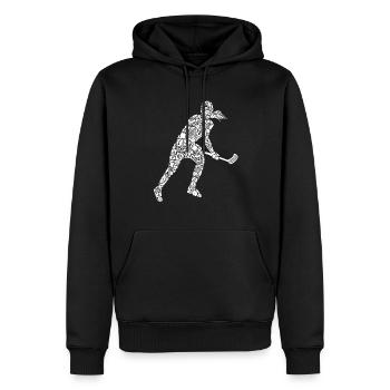 Floorball Salibandy Innebandy Floorball Femme - Sweat à capuche Premium bio Homme - noir - Devant - Nico (187cm)