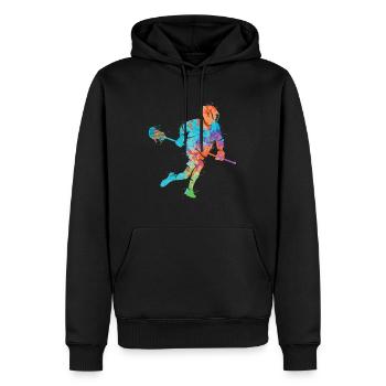 Joueur de crosse Raquette Ball Enfants Crosse - Sweat à capuche Premium bio Homme - noir - Devant - Nico (187cm)