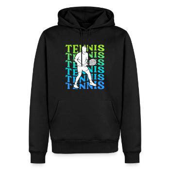 Tennis Spieler Retro Herren Jungen Tennisspieler - Männer Premium Bio Hoodie - Schwarz - Vorne - Nico (187cm)