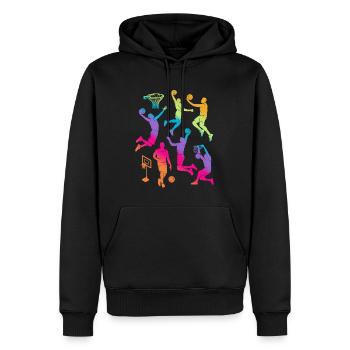Basketballspieler Basketballer Basketball Mädchen - Männer Premium Bio Hoodie - Schwarz - Vorne - Nico (187cm)