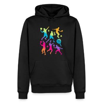 Padel Tennis Joueur de padel Filles Enfants Padel - Sweat à capuche Premium bio Homme - noir - Devant - Nico (187cm)
