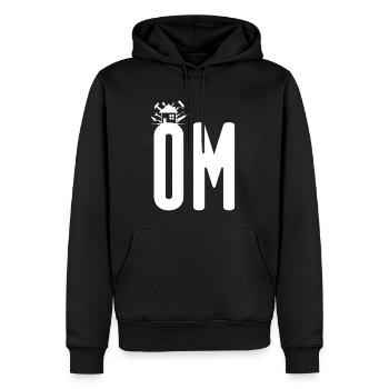 OM! Home! - Men’s Premium Organic Hoodie - black - Front - Nico (187cm)