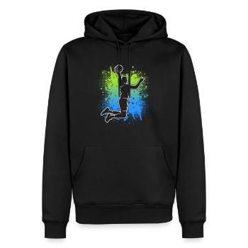 Basketball Kinder Herren Basketballer Jungen - Männer Premium Bio Hoodie - Schwarz - Vorne - Nico (187cm)