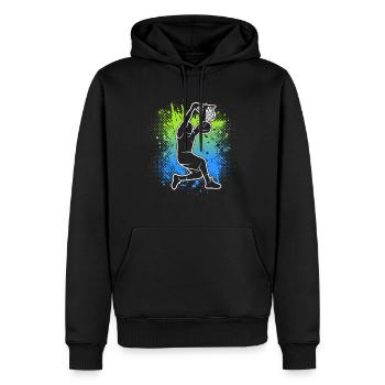 Basketball Jungen Kinder Basketballer Herren - Männer Premium Bio Hoodie - Schwarz - Vorne - Nico (187cm)