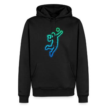 Joueurs de volley-ball Garçons Hommes Joueurs de volley-ball - Sweat à capuche Premium bio Homme - noir - Devant - Nico (187cm)