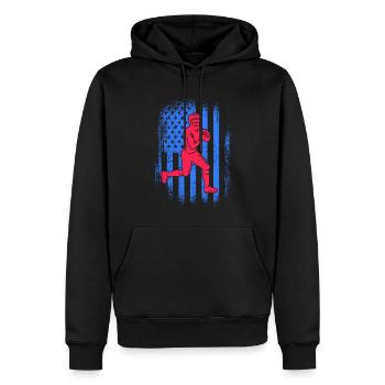 American Football Spieler USA Herren Football - Männer Premium Bio Hoodie - Schwarz - Vorne - Nico (187cm)