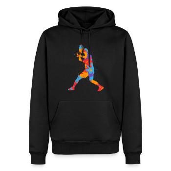 Joueurs de tennis Garçons colorés Joueurs de tennis Enfants - Sweat à capuche Premium bio Homme - noir - Devant - Nico (187cm)
