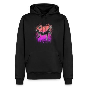 Joueur de football, Joueur de football, Fille de football - Sweat à capuche Premium bio Homme - noir - Devant - Nico (187cm)