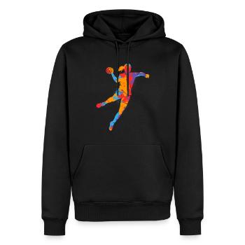 Handball Frauen bunt Handballspieler Handballerin - Männer Premium Bio Hoodie - Schwarz - Vorne - Nico (187cm)