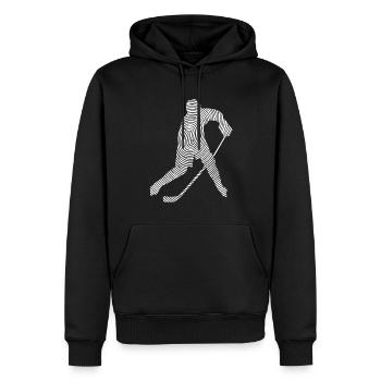 Joueur de hockey sur glace Empreinte digitale Joueur de hockey sur glace - Sweat à capuche Premium bio Homme - noir - Devant - Nico (187cm)
