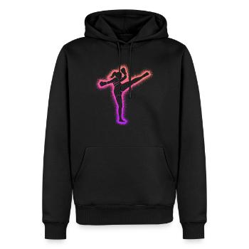Muay Thai Bunter Kickboxer Kickboxen Mädchen - Männer Premium Bio Hoodie - Schwarz - Vorne - Nico (187cm)