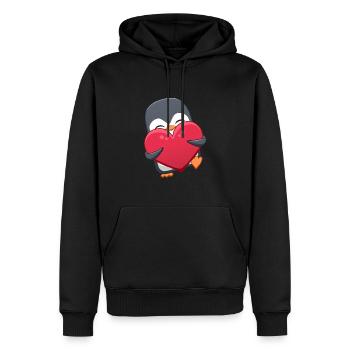 Penguin with heart - Men’s Premium Organic Hoodie - black - Front - Nico (187cm)