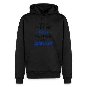 Rien ne me fait peur ma femme est Argentine - Sweat à capuche Premium bio Homme - noir - Devant - Nico (187cm)