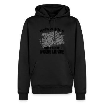 Père Et Fils Une Équipe Pour La Vie - Sweat à capuche Premium bio Homme - noir - Devant - Nico (187cm)