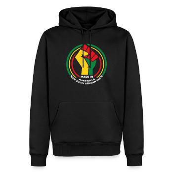 Hergestellt In Amerika Mit Südafrikanischen Teilen - Männer Premium Bio Hoodie - Schwarz - Vorne - Nico (187cm)