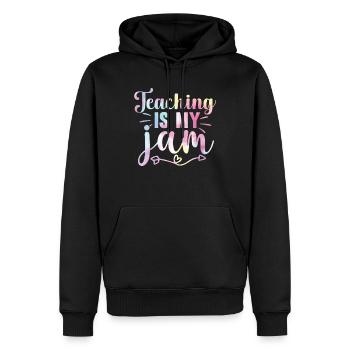 L’enseignement est mon professeur d’éducation physique - Sweat à capuche Premium bio Homme - noir - Devant - Nico (187cm)