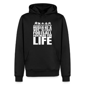 Lustige Paar-Fantasie-Fußball-Partner - Männer Premium Bio Hoodie - Schwarz - Vorne - Nico (187cm)