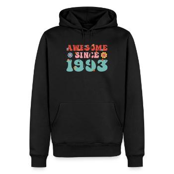 Brilliant since 1993 Groovy Birthday - Men’s Premium Organic Hoodie - black - Front - Nico (187cm)