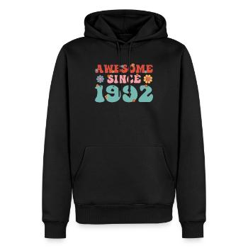 Ehrfürchtig seit 1992 Groovy Geburtstag - Männer Premium Bio Hoodie - Schwarz - Vorne - Nico (187cm)