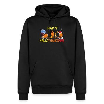 Funny football Happy Hallothanksmas - Men’s Premium Organic Hoodie - black - Front - Nico (187cm)