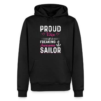 Proud Wife Of A Freaking Awesome Sailor - Männer Premium Bio Hoodie - Schwarz - Vorne - Nico (187cm)