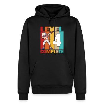 4th Football Birthday Level 4 Complete 4 Years Old - Männer Premium Bio Hoodie - Schwarz - Vorne - Nico (187cm)