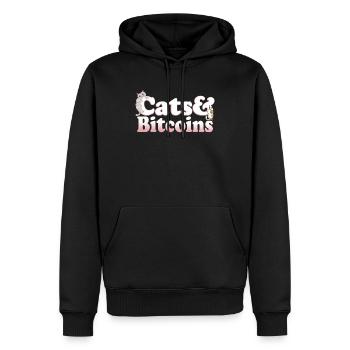 Cute Kawaii Cats And Bitcoins Women's Cat and - Männer Premium Bio Hoodie - Schwarz - Vorne - Nico (187cm)