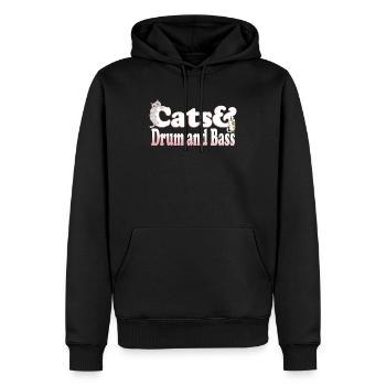 Chats Kawaii mignons et tambour et basse chat féminin et - Sweat à capuche Premium bio Homme - noir - Devant - Nico (187cm)