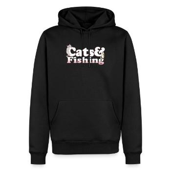 Chats mignons de Kawaii et chat de femmes de pêche et - Sweat à capuche Premium bio Homme - noir - Devant - Nico (187cm)