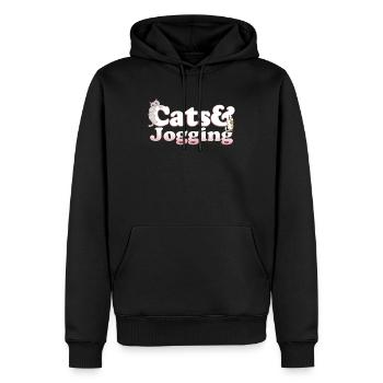 Cute Kawaii Cats And Jogging Women's Cat and - Männer Premium Bio Hoodie - Schwarz - Vorne - Nico (187cm)