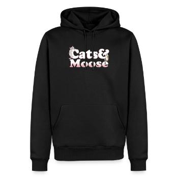 Chats et orignaux kawaii mignons Chat et orignal pour femmes - Sweat à capuche Premium bio Homme - noir - Devant - Nico (187cm)