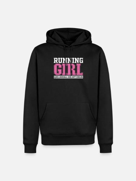 Womens Running Girl Like A Normal Girl But Cooler - Men’s Premium Organic Hoodie - black