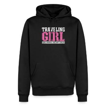 Femmes Voyageuse Fille Comme Une Fille Normale Mais - Sweat à capuche Premium bio Homme - noir - Devant - Nico (187cm)
