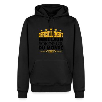 Soigneur | le Meilleur Soigneur cadeau Soigneur - Sweat à capuche Premium bio Homme - noir - Devant - Nico (187cm)