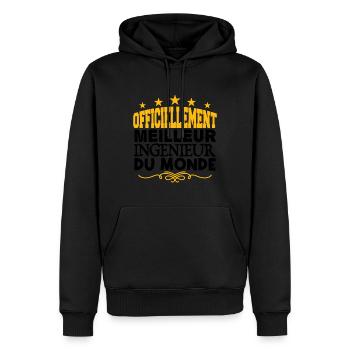 Ingénieur | le Meilleur Ingénieur cadeau Ingénieur - Sweat à capuche Premium bio Homme - noir - Devant - Nico (187cm)