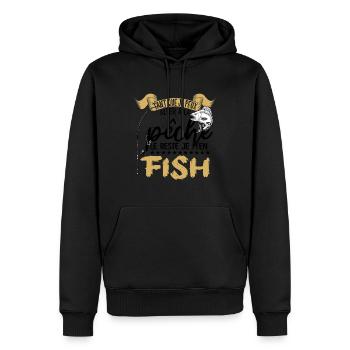 je m'en fish | la pêche le reste je m'en fish !! - Sweat à capuche Premium bio Homme - noir - Devant - Nico (187cm)