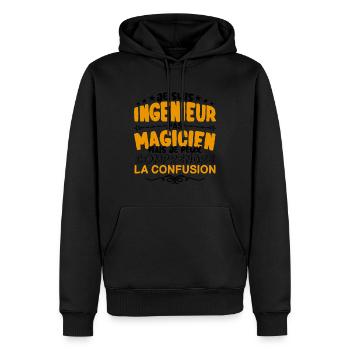 Ingénieur pas Magicien | le Meilleur Ingénieur ca - Sweat à capuche Premium bio Homme - noir - Devant - Nico (187cm)