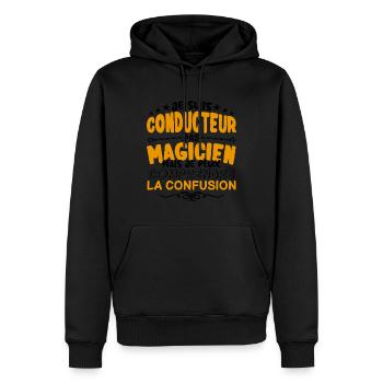 Conducteur pas Magicien | le Meilleur Conducteur - Sweat à capuche Premium bio Homme - noir - Devant - Nico (187cm)